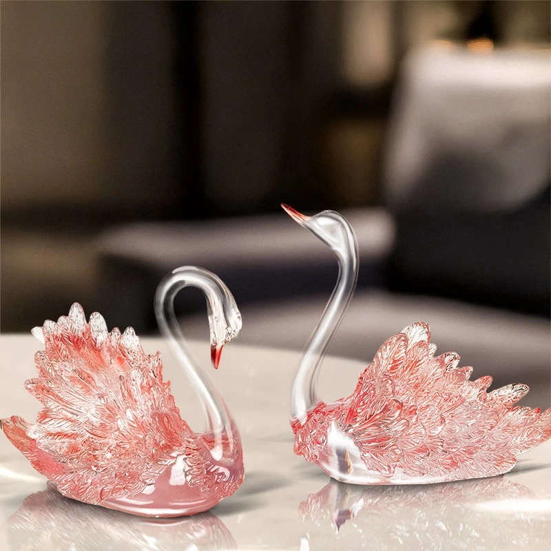 

Creative Swan Sculpture Modern LivingRoom Office Wine Rack Desktop Decor Transparent Resin Crafts Animal Models Statue HomeDecor