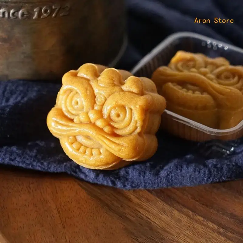 Hand-Pressure National for Tide Wind Lion Mooncake Mold DIY Decoration Mooncake H3CF