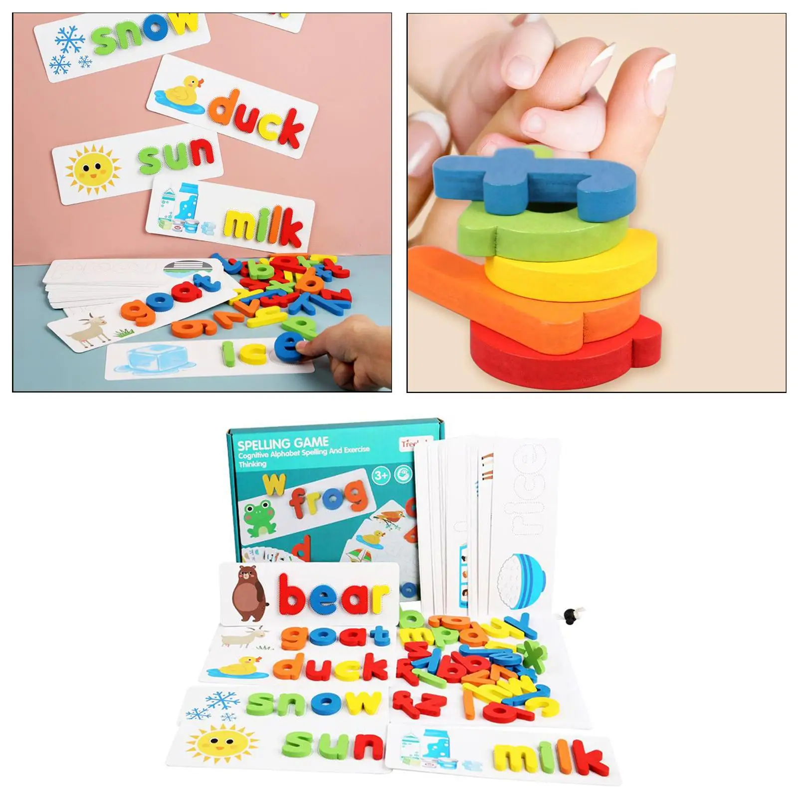 Hot Wooden Spelling Word Puzzle Game Toy Word Spelling Matching Game English Alphabet Learning Writing Skills with 27pcs