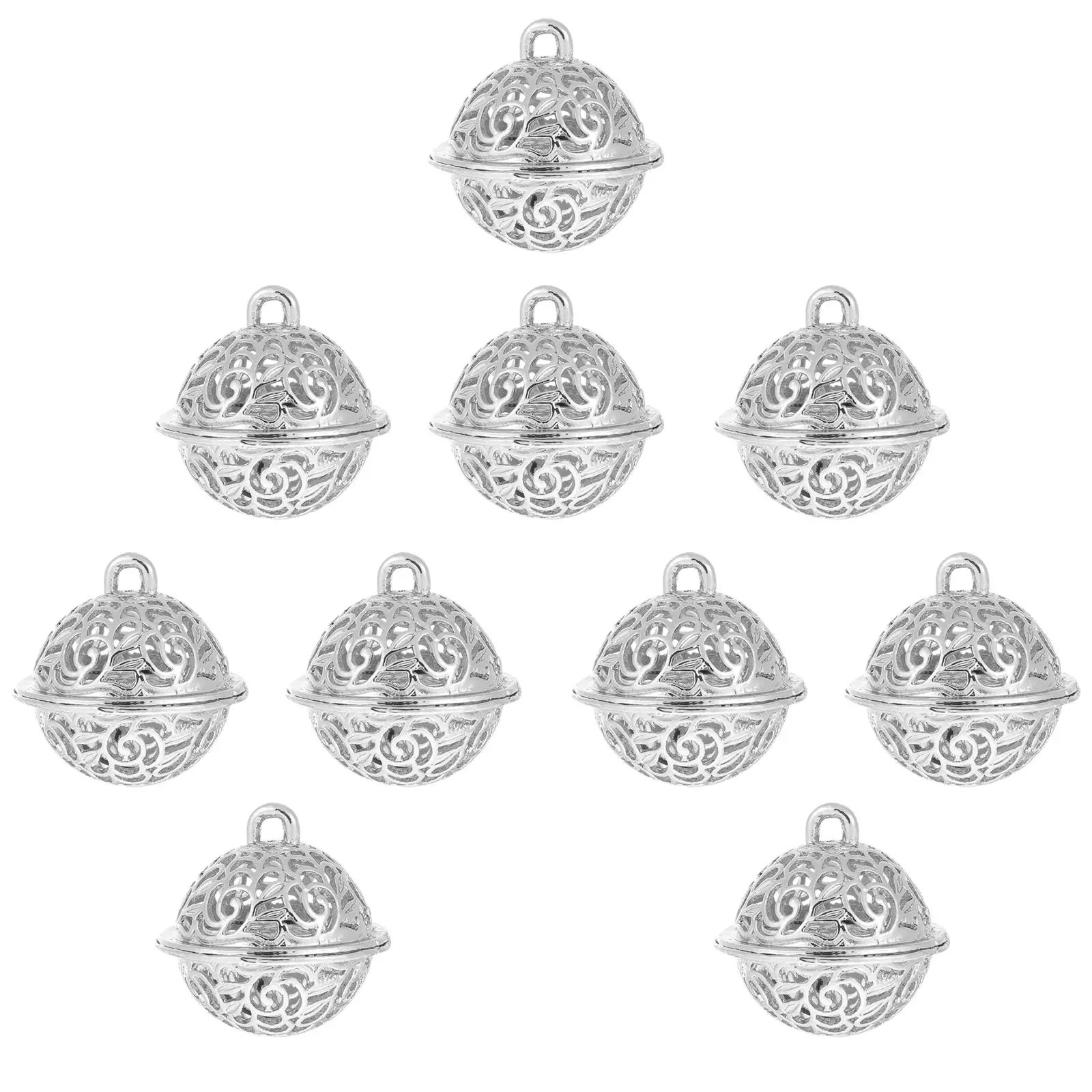 

10 Pcs Electroplated Hollow Bells 2 1CM White K Lightweight Tin Alloys Pendant Christmas Gift Key Chain Jewelry Accessories