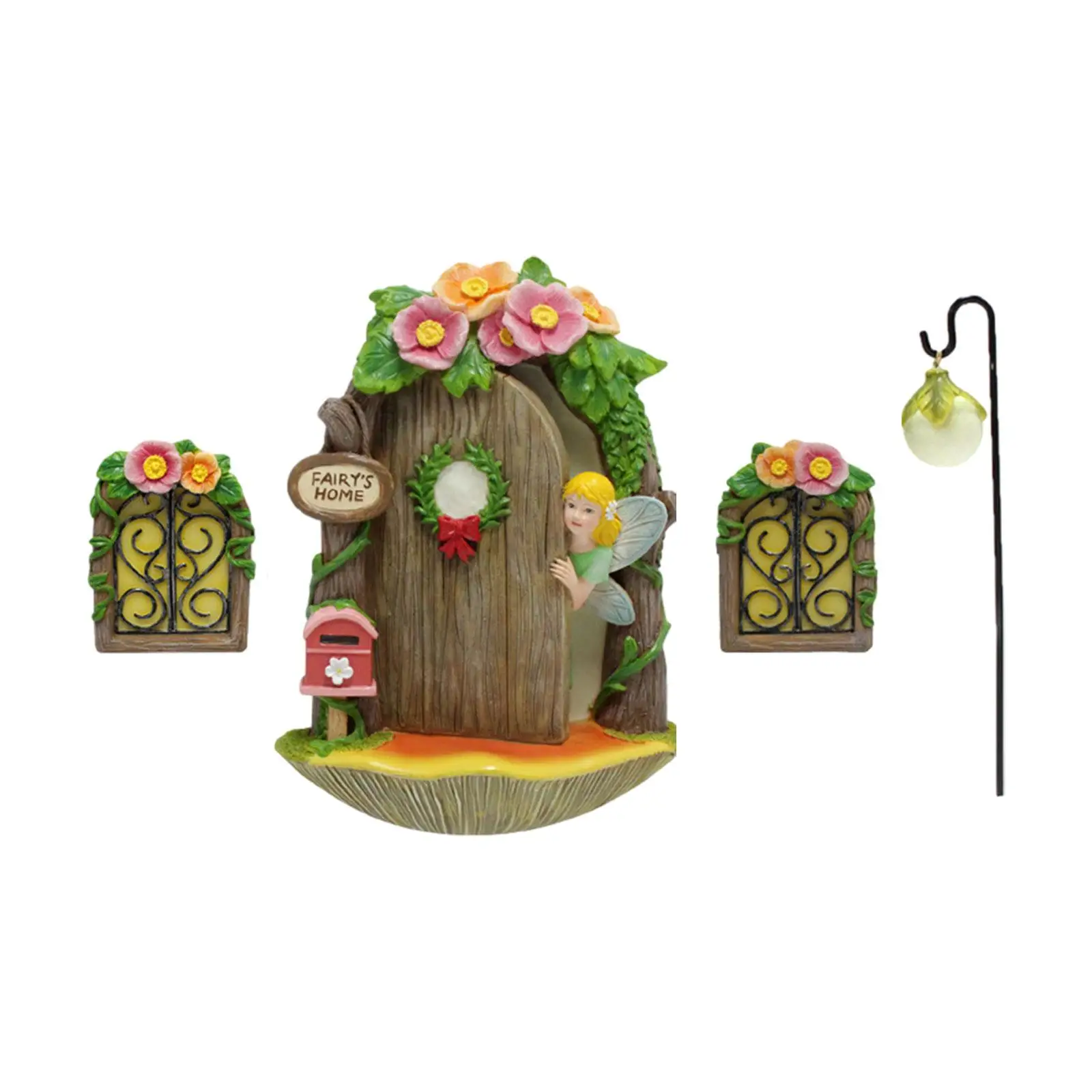 Fairy Door and Windows for Trees Housewarming Gift Home Decoration Ornaments Outdoor Decor Set Tree Stump Decor Fairy House Set