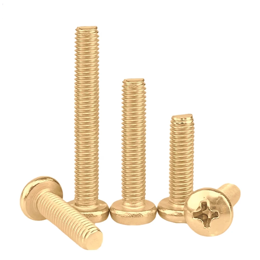 GB818 10Pcs/Lot 2#-56 4#-40 6#-32 8#-32 UNC DIN7985 Brass Cross Recessed Pan Head Precision Bolts Copper Phillips Screws