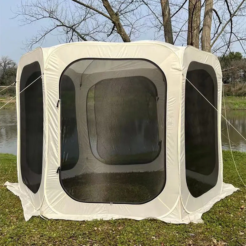 Six-sided mesh leisure tent outdoor multi-person travel picnic barbecue camping tent portable panoramic quick-opening tent