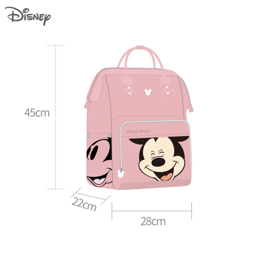 Disney-Bolsa de pañales con calentador USB, mochila de maternidad multifuncional de gran capacidad para mamá, bolsa de pañales de viaje para el