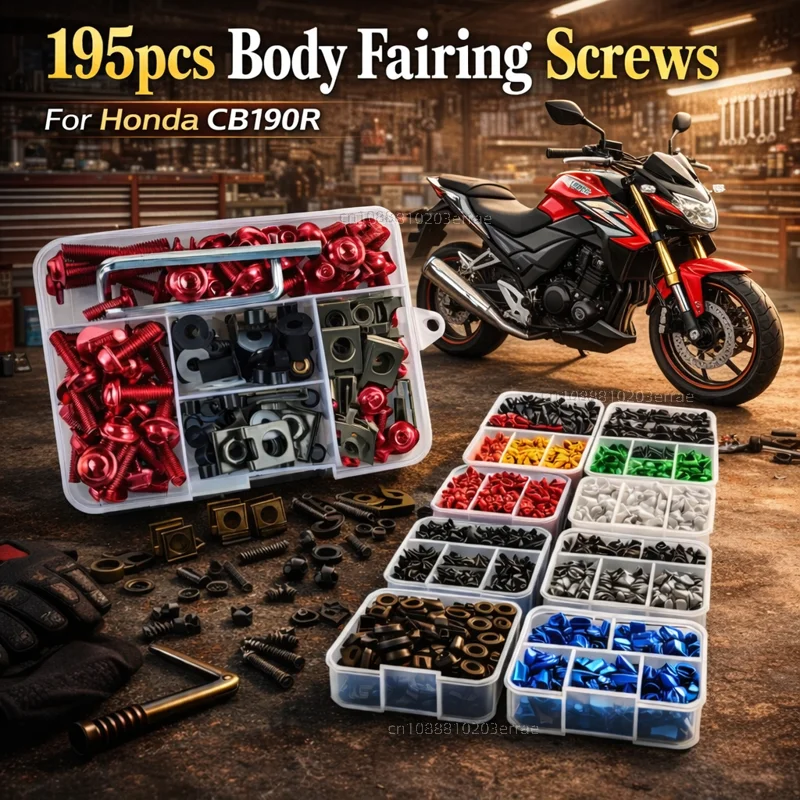 

195pcs Motorcycle Fairing Bolts Body Screws Nuts For Honda CB190R CB 190R 2022 2021 2020 Kit Aluminum CNC Fasteners Clips Set