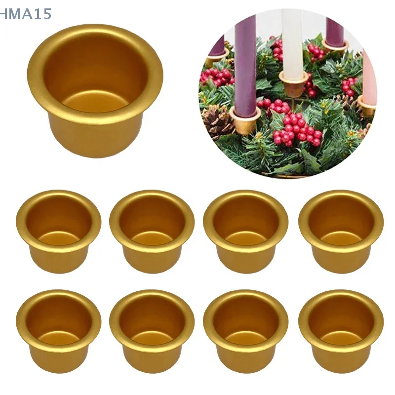 10Pcs Mini Round Candle Cup Gold Silver DIY Candlestick Making Tray Holder Container Accessory Aluminium Home Party Decor