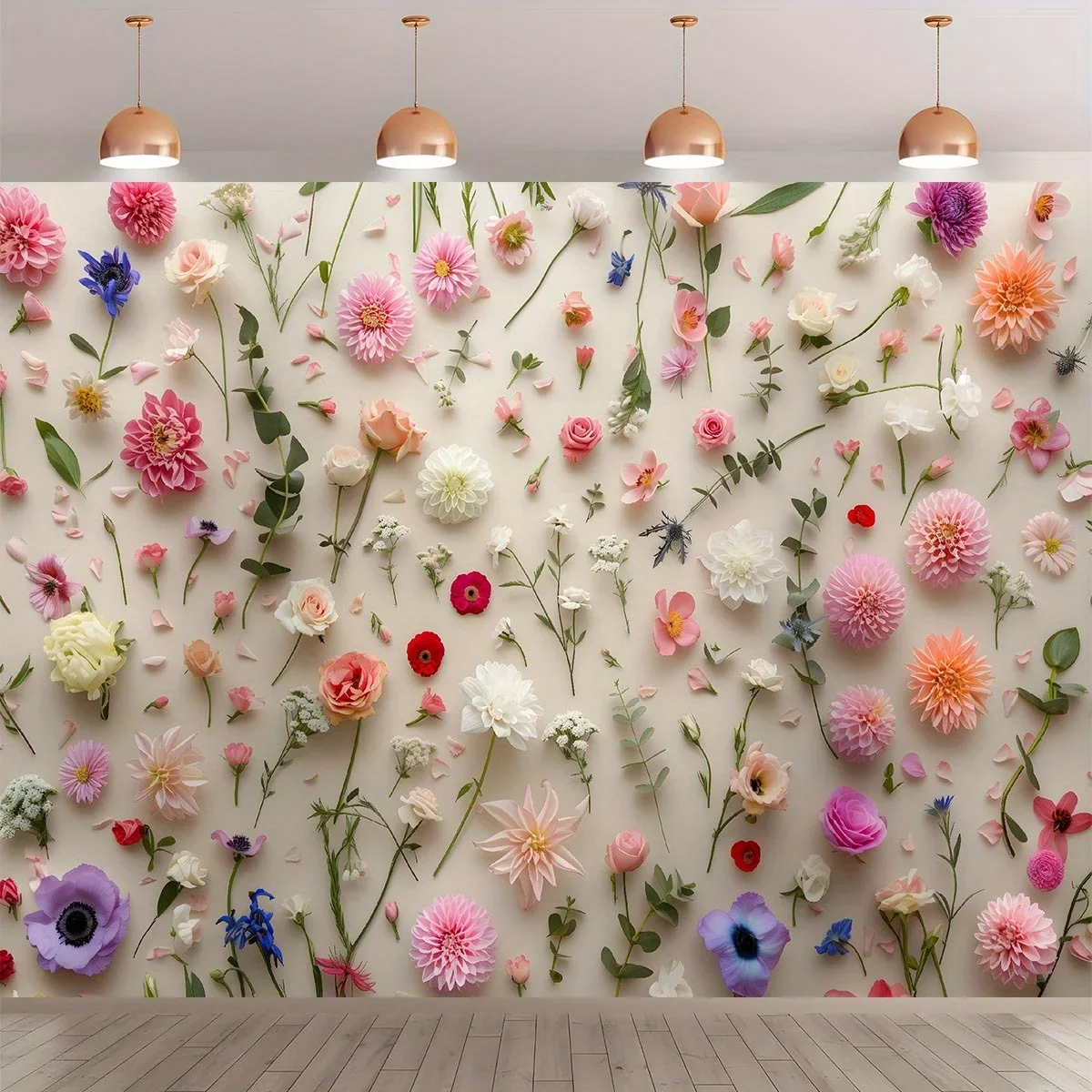 1 Stück, verschiedene Blumenhintergründe, geeignet für Jubiläen, Heimdekoration und Partyfotohintergründe, einfach zu bedienen