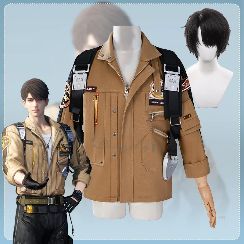 

Caleb Cosplay Costume Wig Flying Jacket Coat Game Love And Deepspace Xia Yizhou Role-play Halloween Party Uniforms Cool Suit