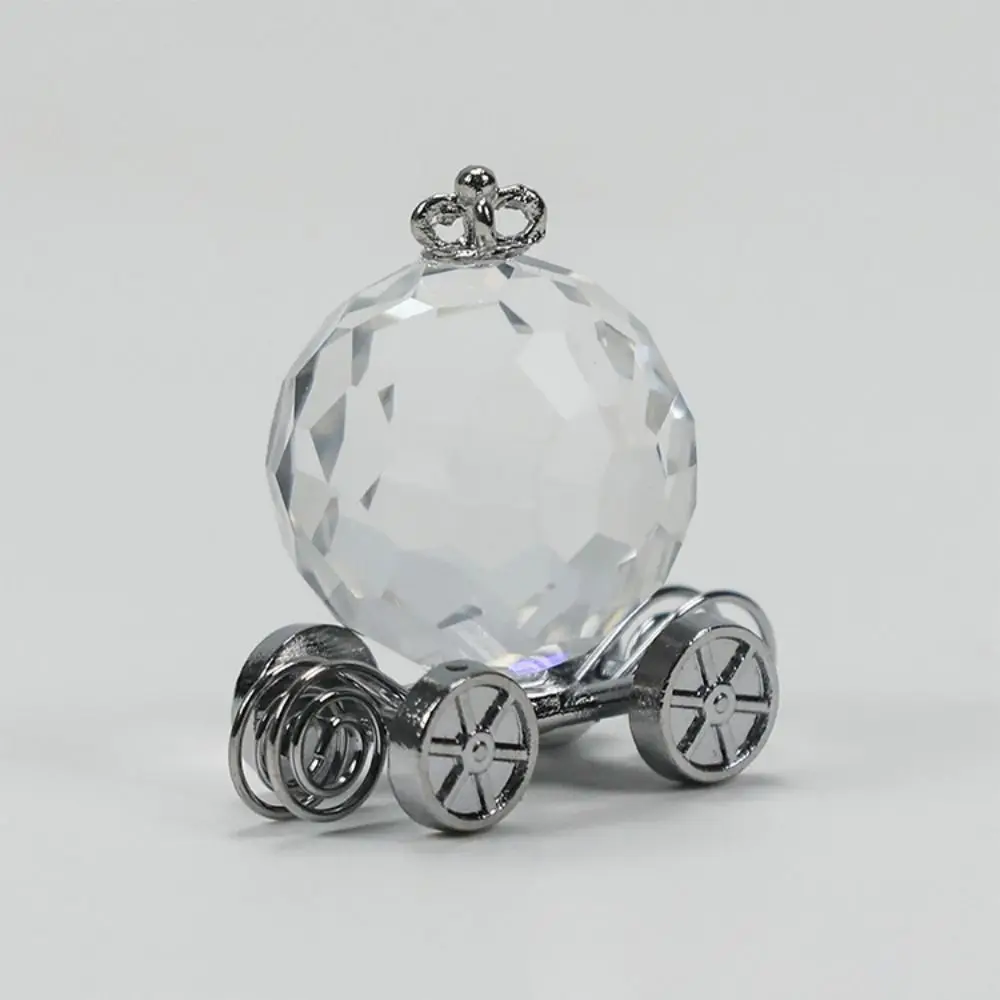 

Exquisite Crystal Pumpkin Car Clear Crystal Crafts Mini Crystal Carriage Cute Creativity Table Ornaments Office Home Decoration