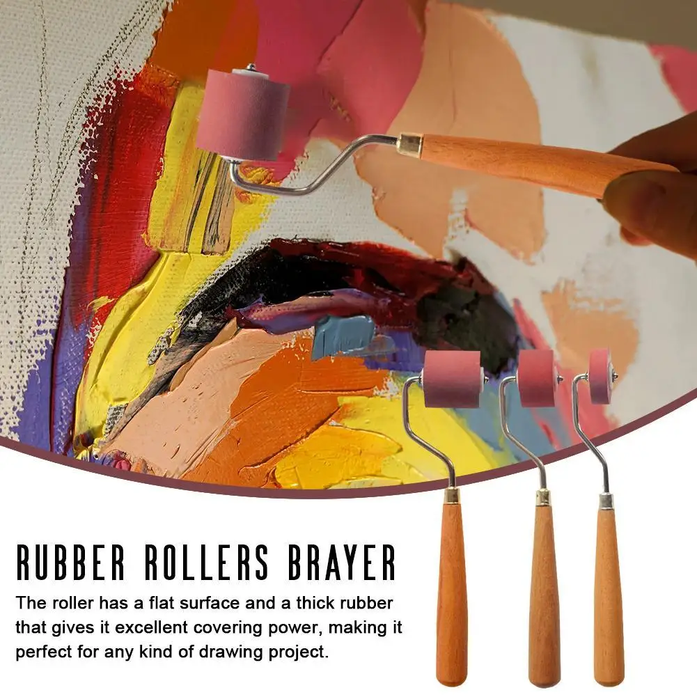 Borracha Stamping Roller Brayer Ferramenta de Impressão de Tinta Escova de Brayers do Estudante da Costura Papel de Parede Artesanato Pintura Parede