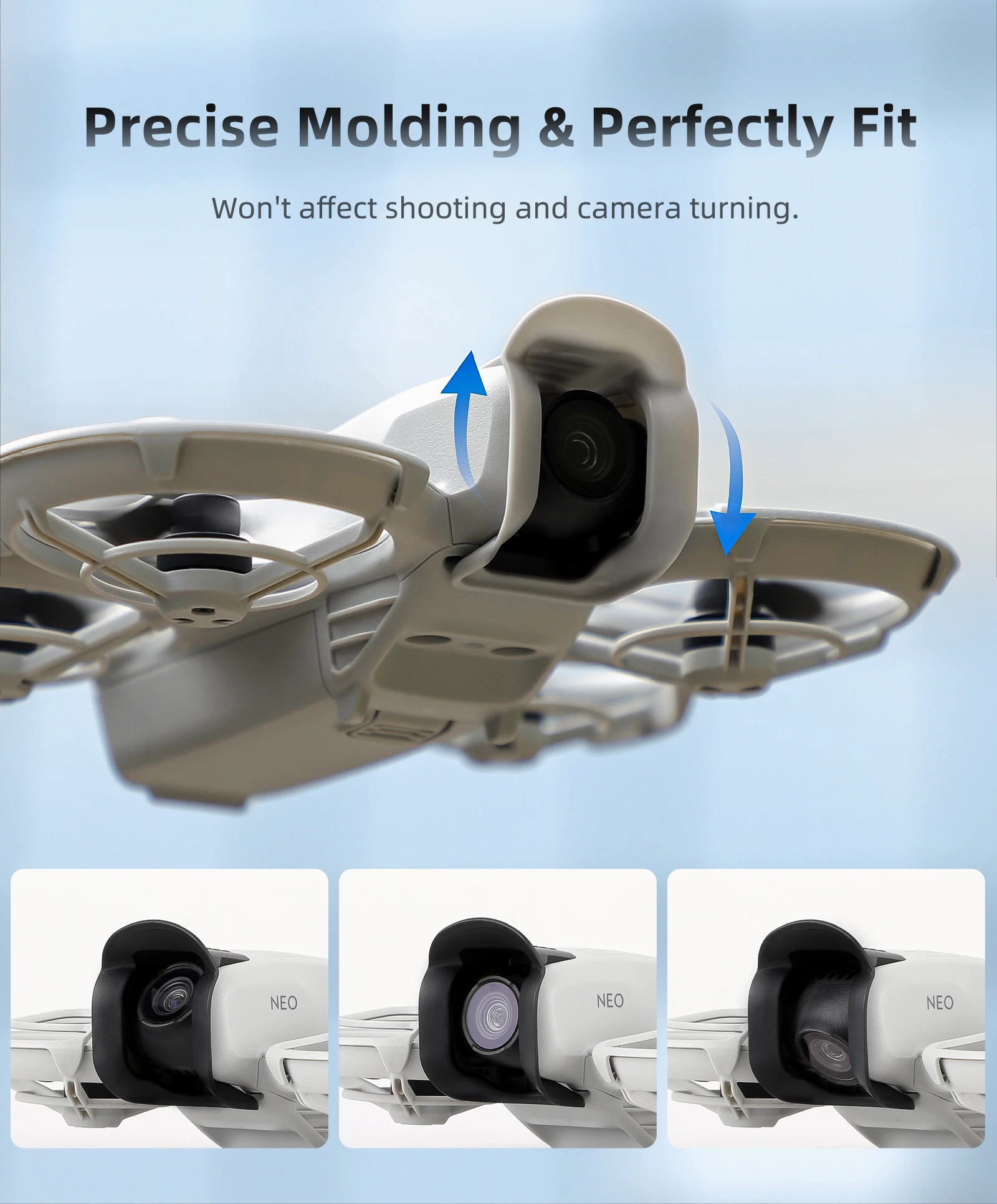  غطاء عدسة لـ DJI NEO Gimbal للحماية المضادة للوهج، غطاء للشمس، ملحقات الطائرة بدون طيار، بلاستيك رمادي أسود #2