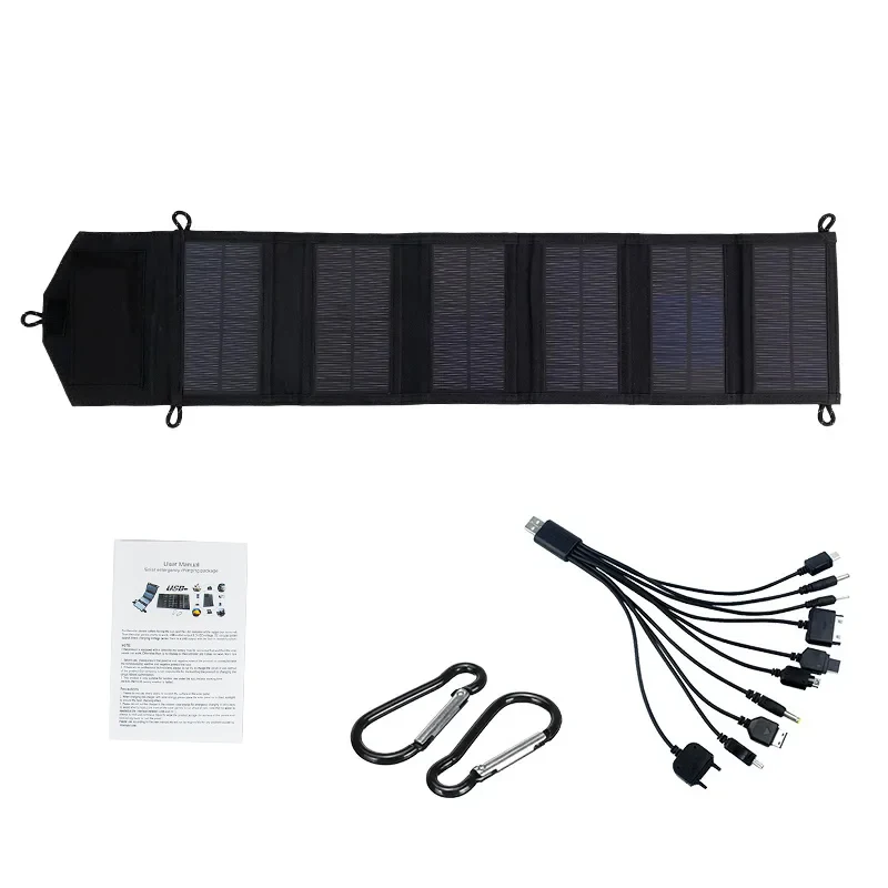 Foldable Solar Panel Portable 6-fold Solar Panels Charger USB 5V DC Full Time Power Solar Panel Mobile Power Supply