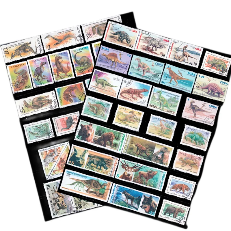 50 verschiedene Dinosaurier-Stempel, Briefmarken, echte Briefmarken, zum Sammeln von prähistorischen Tieren, Scrapbooking-Materialien für Scrapbook – Detail 1