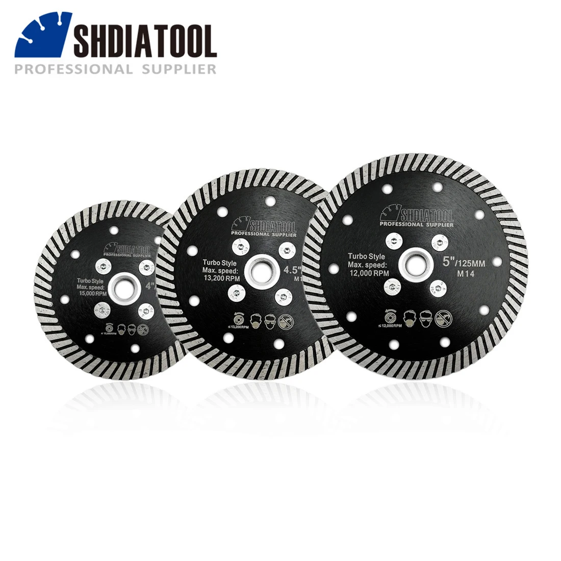 SHDIATOOL 1pc Diamond Saw Blade  Cutting Disc Hot Pressed Narrow M14 Thread  Dia 105/115/125mm Turbo Granite Marble Concrete