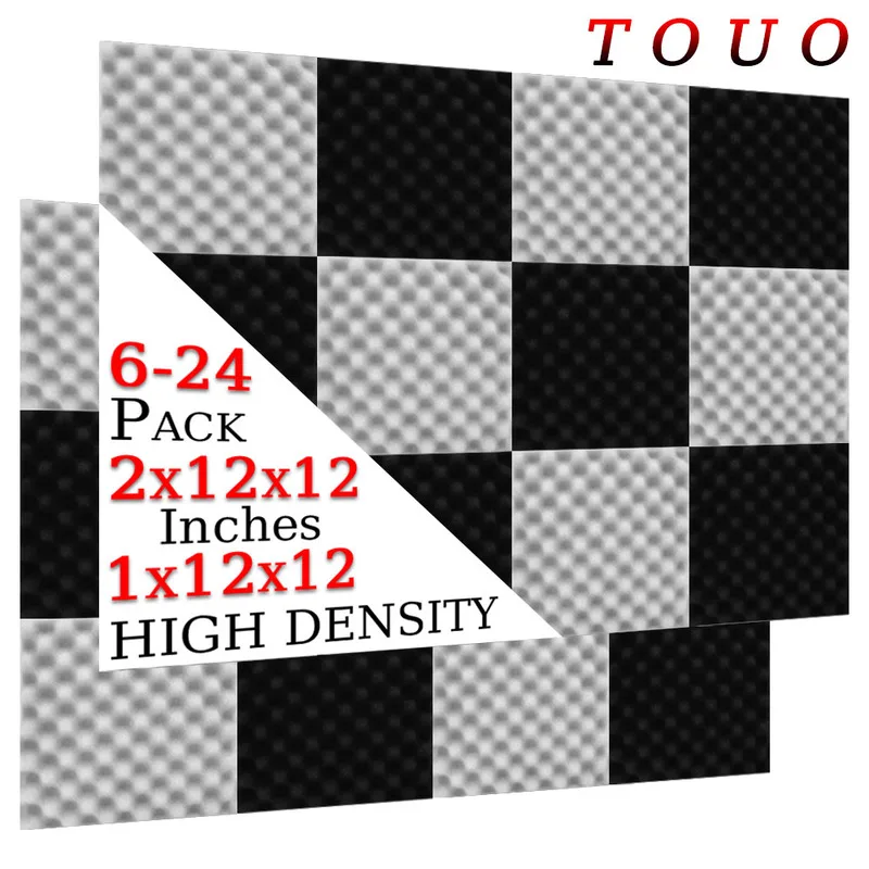 

TOUO 6/12/24 Pcs Egg Cotton Acoustic Foam Studio High Density Sound Foam Bedroom Door Wall Soundproofing Acoustic Treatment