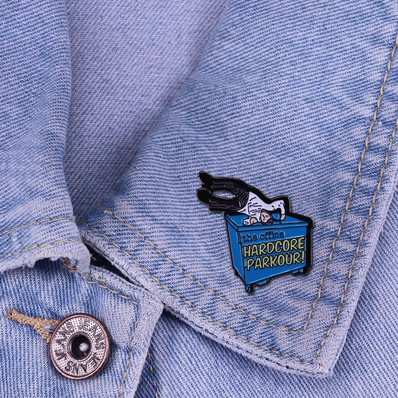 The Office Hardcore Parkour Enamel Pin Lapel Pin for Clothes Brooches on Backpack Briefcase Badge Jewelry Decoration Gifts