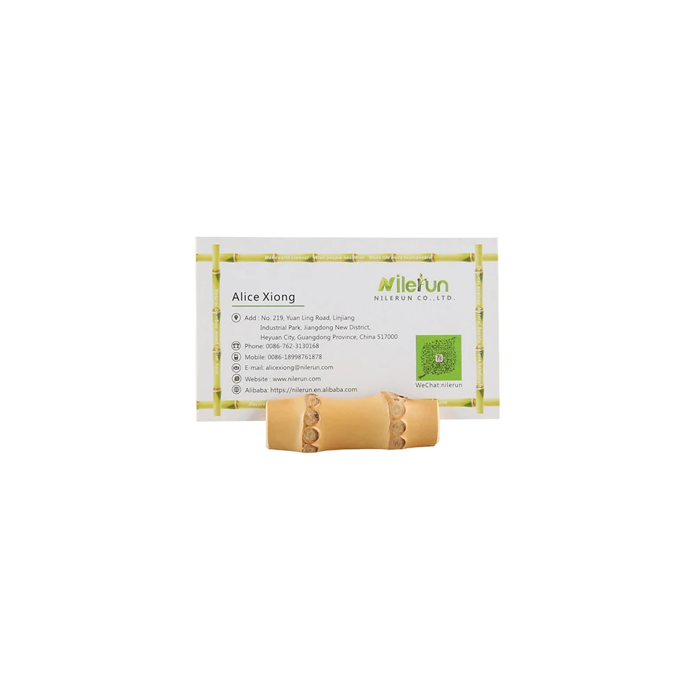 Creative Unique Handmade Grooved Natural Bamboo Root Memo Base Stand Price Label Card Display Holder for Store and Supermarket