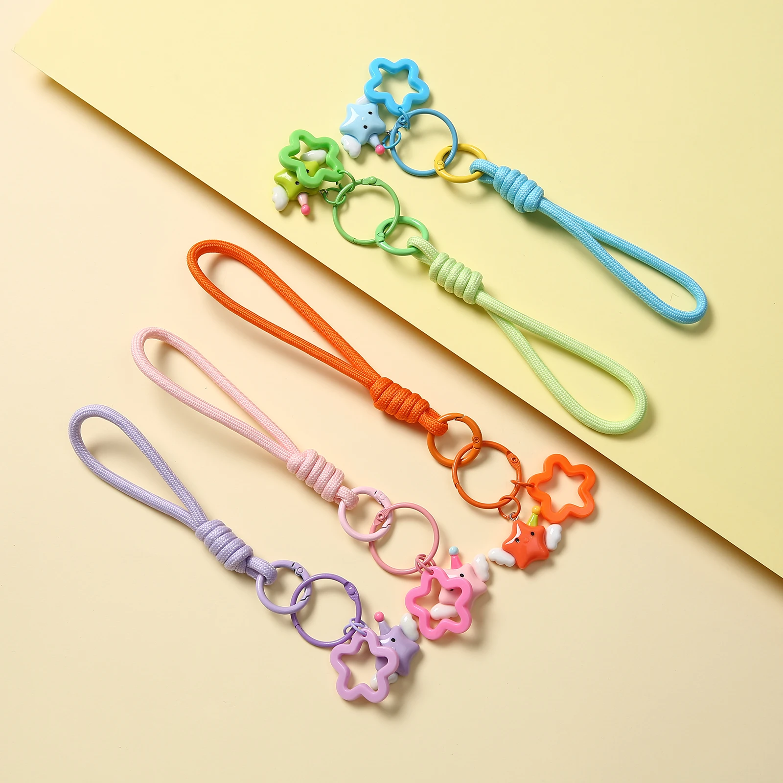 1/2/5/10/20 pcs Candy Color Star Keychain with Rope DIY Jewelry Buckle Connector Exquisite Gift for Mom and Girl Friends