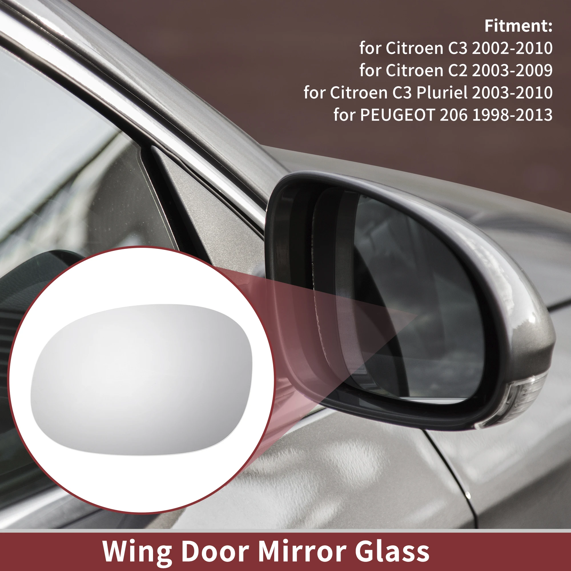 

UXCELL 1 Pc Right Side Wing Mirror Glass Single Curvature for Citroen C3 2002-2010