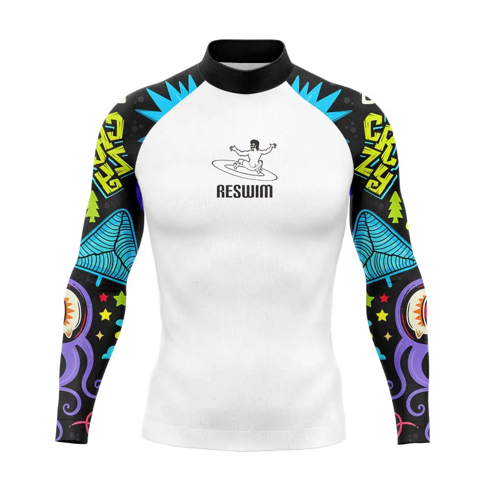 Men's Long Sleeve Rash Guard Swim Shirt Uv Sun Protetion Swimsuit Surfing Diving T-shirt Basic Skin Suit Tops Swimming Rashguard