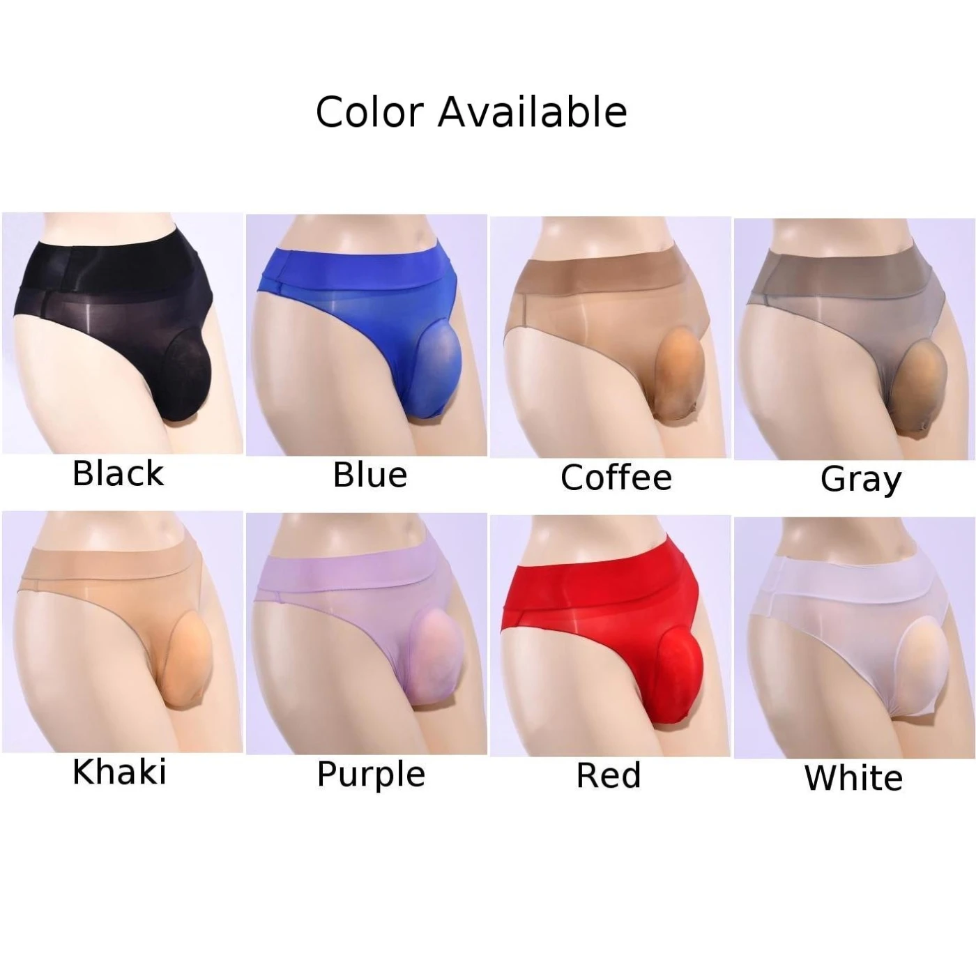 Men Underwear Erotic Lingerie Glossy Oily High Waist Low Rise Seamless Sheer Sissy Panties Swimmwear Transparent