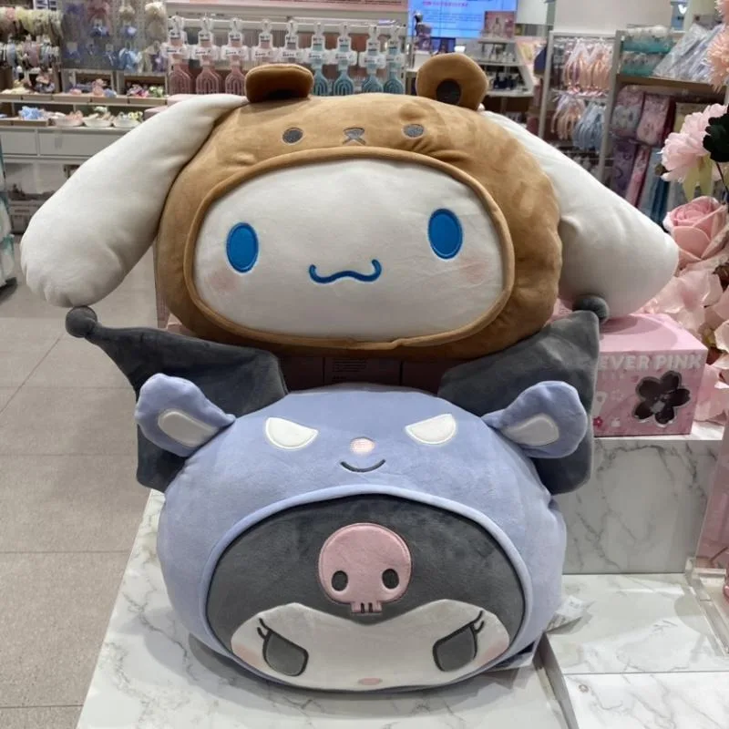 40cm Large Size Pillow Sanrio Family Anime Cartoon Cinnamoroll Headset Pillow Series Kuromi Pillow Girl Room Decoration Gift