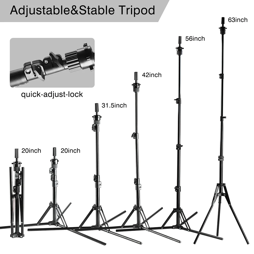 Adjustable Wig Stand Tripod Stainless Steel Long Tripod Stand Holder Mannequin Head Hairdressing Training Head stand Hair Tools