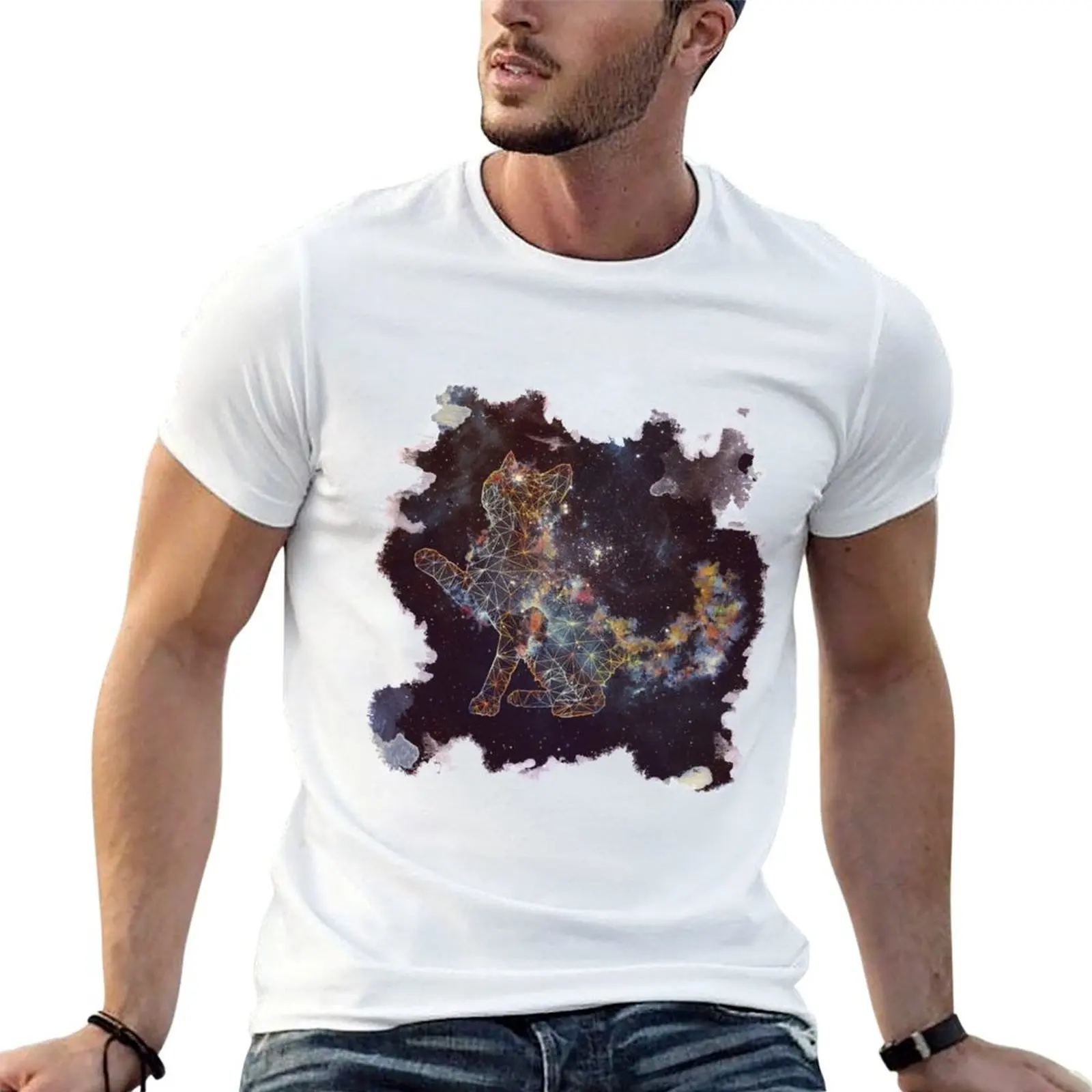 Celestial Cat T-Shirt Anti-Pilling Casual T-Shirt
