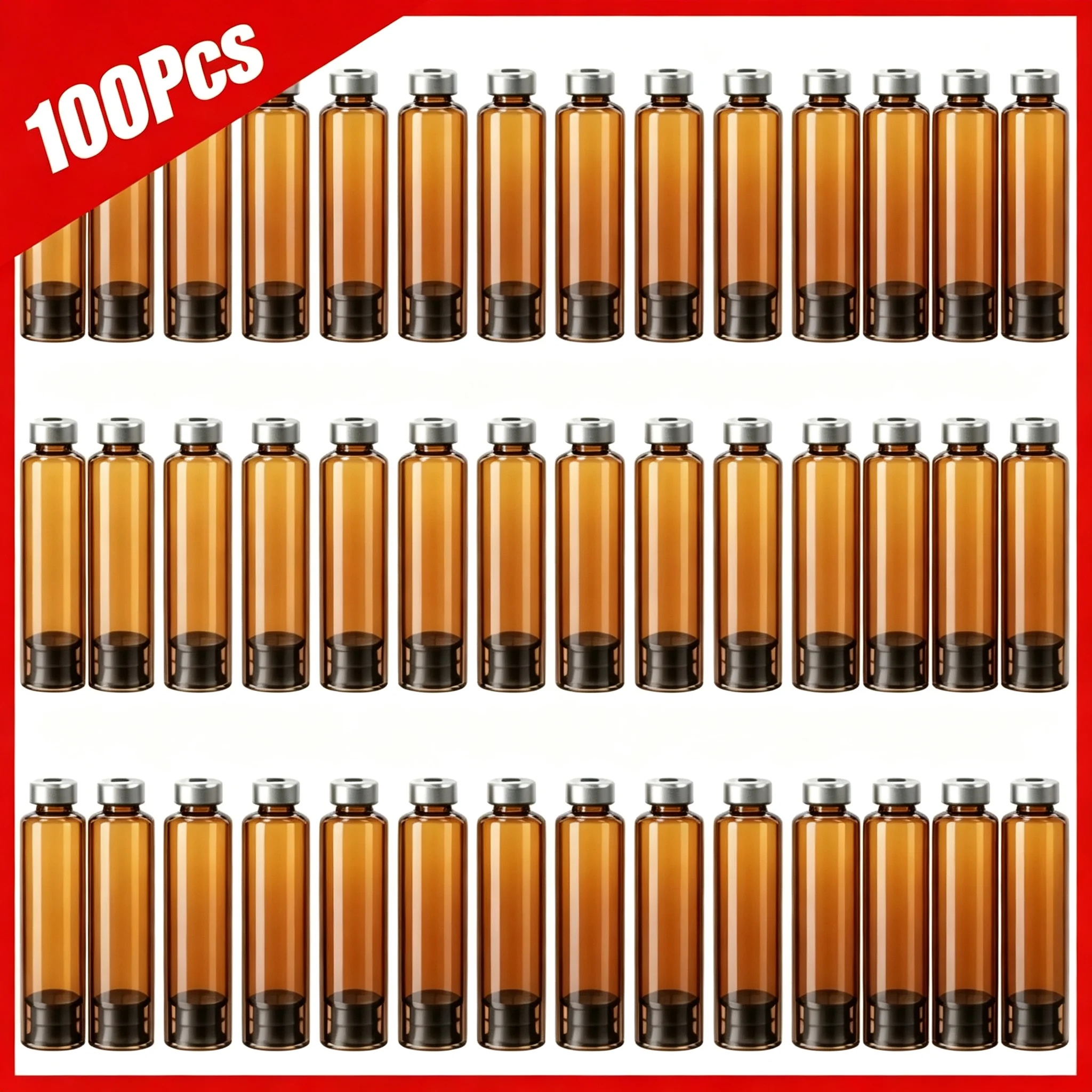100Pcs Amber 3ml Glass Cartridge Vial Individually Wrapped Sterile For V1 V2 Peptide Pen Replacement Use