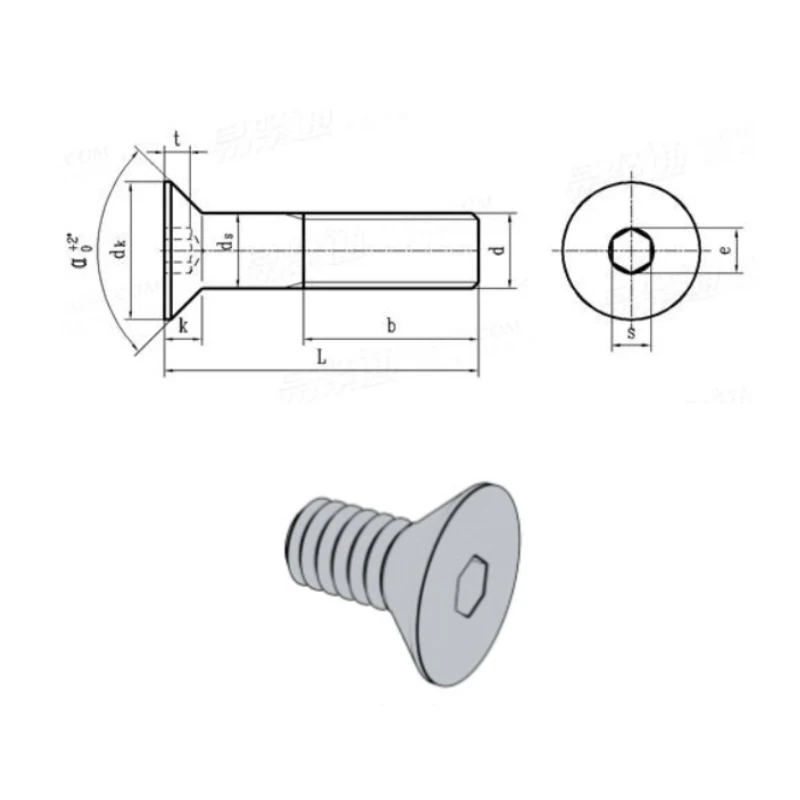 50pcs/lot 8#-32*L American Pure Titanium Hexagon Socket Head Cap Screws Titanium Alloy Flat Head Screw ANSI/ASME B 18.3