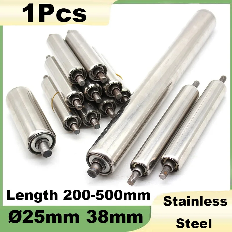 1PCS Stainless Steel Heavy Duty Assembly Line Conveyor Rollers Diameter 25mm 38mm Length 200 300 400 500mm Conveyor Rollers