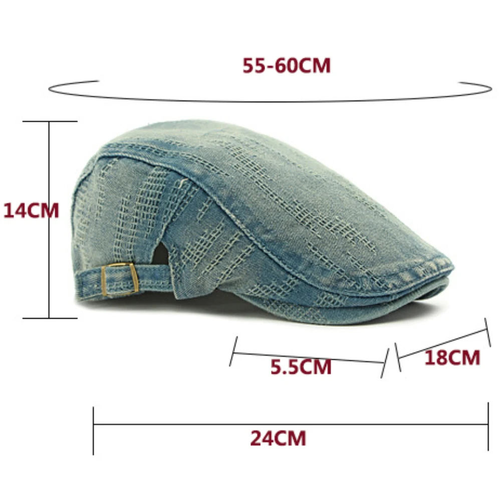 HT4768 Baskenmützen Frühling Sommer Herbst Denim-Kappen für Männer Frauen Baumwolle Künstler-Malermütze Unisex Ivy Flachmütze – Detail 1