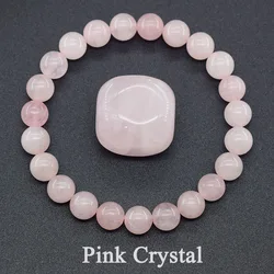 Natural Pink Rose Powder Crystal Quartz Natural Stone Stretch Bracelets Homme Purify the Soul Pulsera Jewelry Beads Lover Women