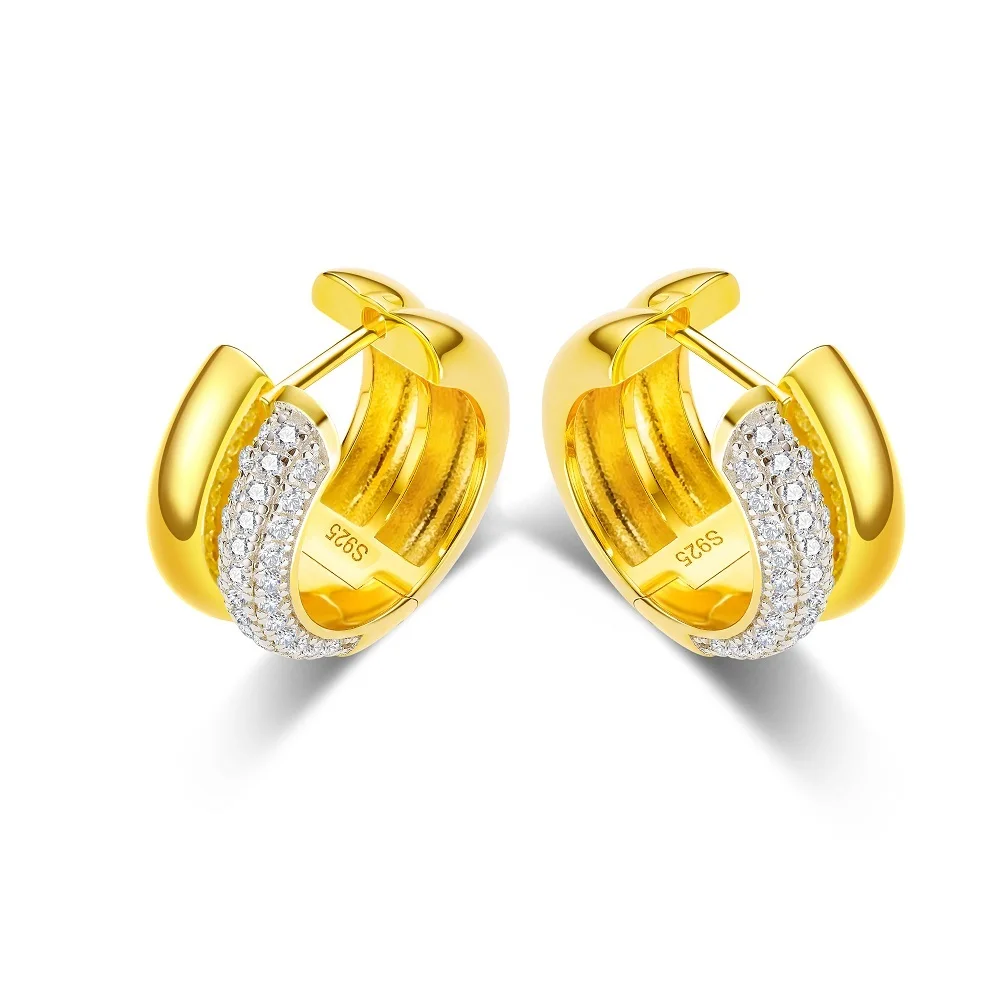 

CUMEE Luxury and Fashion Small Ear Buckle Earrings for Daily Wear, Gold Ear Buckle Earrings 925 Sterling Silver Gold Plating
