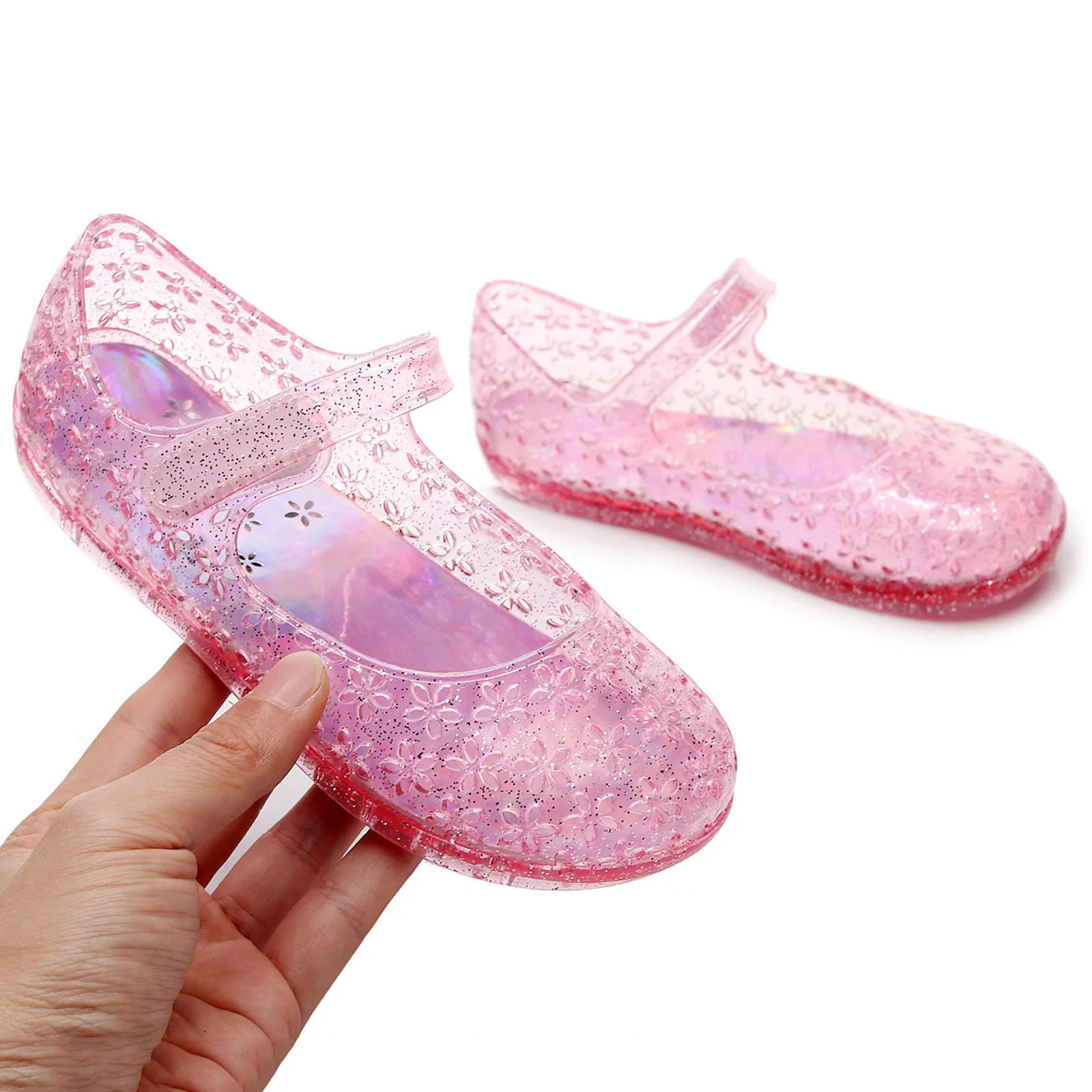 Children Girls Sandals PVC Jelly Shoes Dance Party Cosplay Shoes For Kids Toddler Hollow Beach Slippers for Baby Girls 2-8 Years