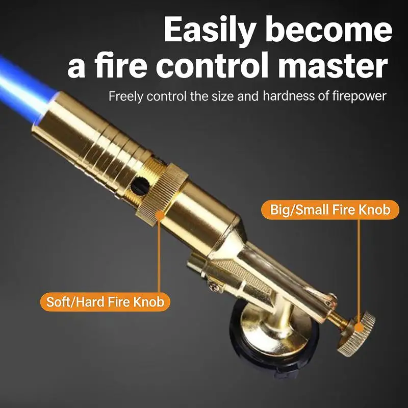 Portable Gas Torch Head Manual Ignite High Temperature Flame Nozzle for BBQ Cooking Welding Heating