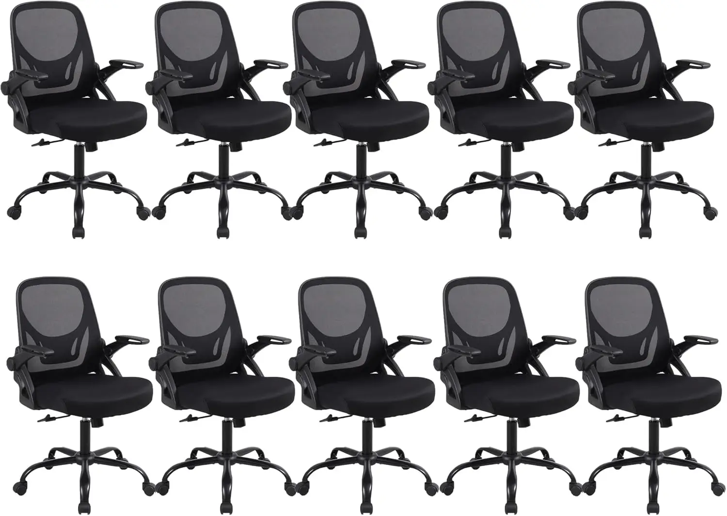 Home Office Desk Chair, Adjustable Height Ergonomic Computer Chair with Thick Cushion, Flip-up Armrests, and 360-Degree Swivel -