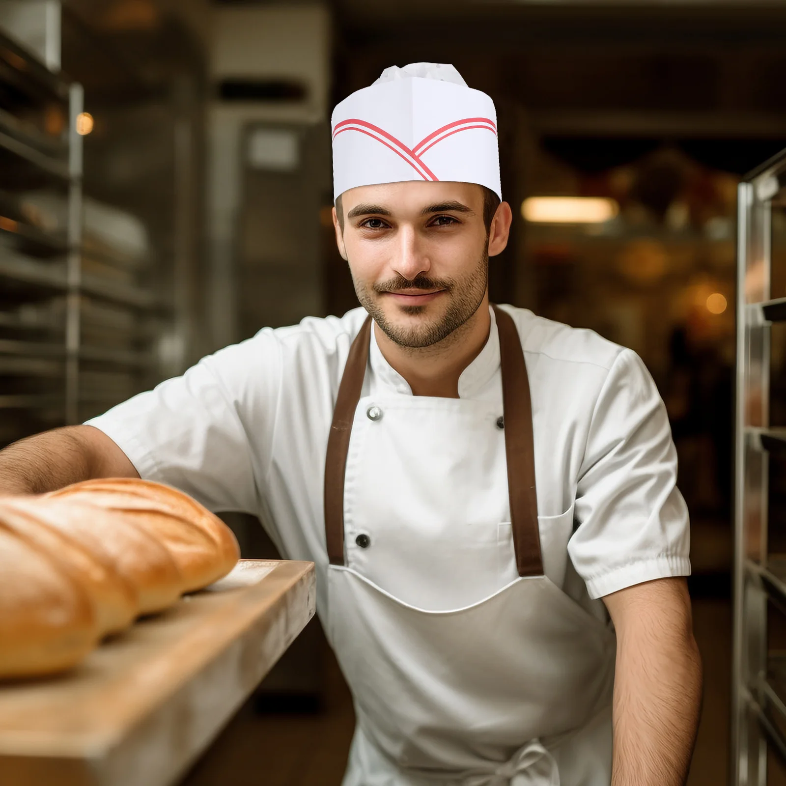 20pcs Chef Hats Lightweight Disposable Paper Cooking Caps Adjustable Size Bakers Costume Hat Kitchen Restaurant Uniform Soda
