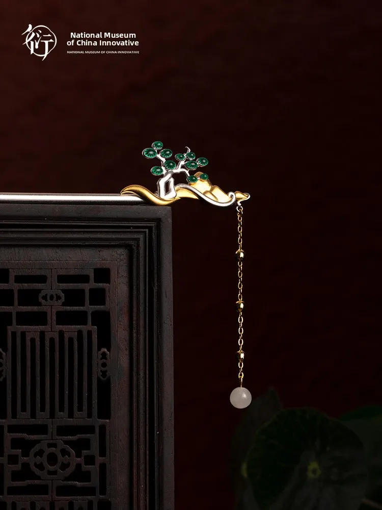 Elegant Ancient Chinese Style Hairpin Museum Quality Silver Plated Copper Gift for Women Birthday Celebration Creative Gift