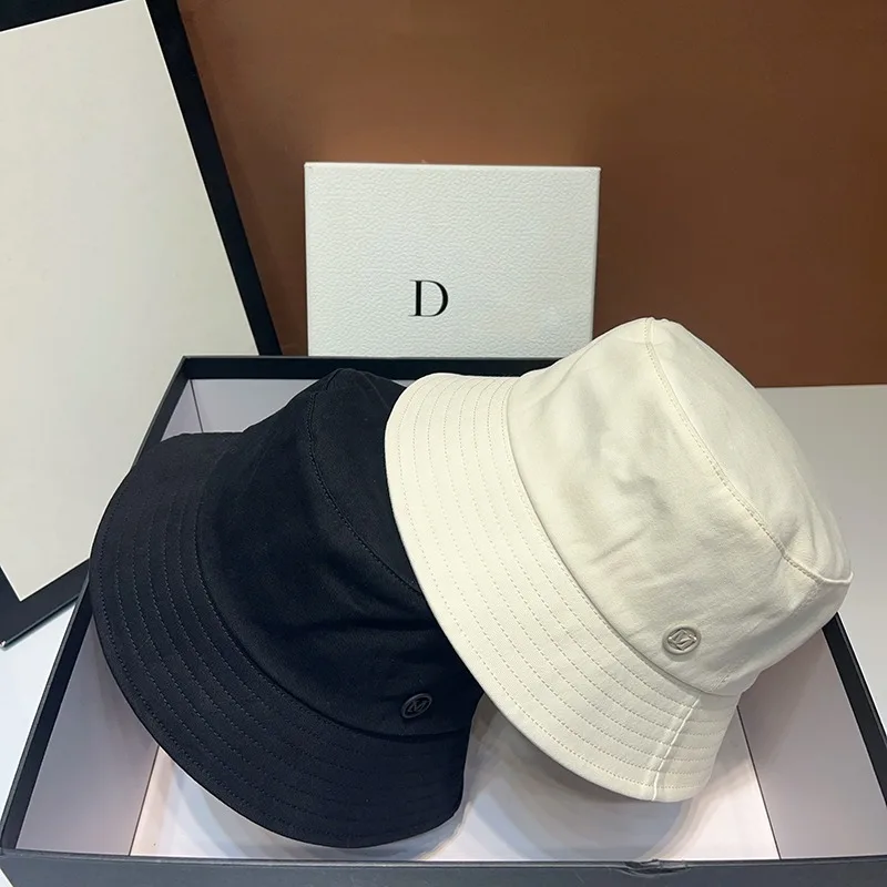 Japanese Niche Luxury Designer Letter M Bucket Hats Women's Summer Sunscreen Fisherman Hat Simple UV Protection Sun Hat Panama
