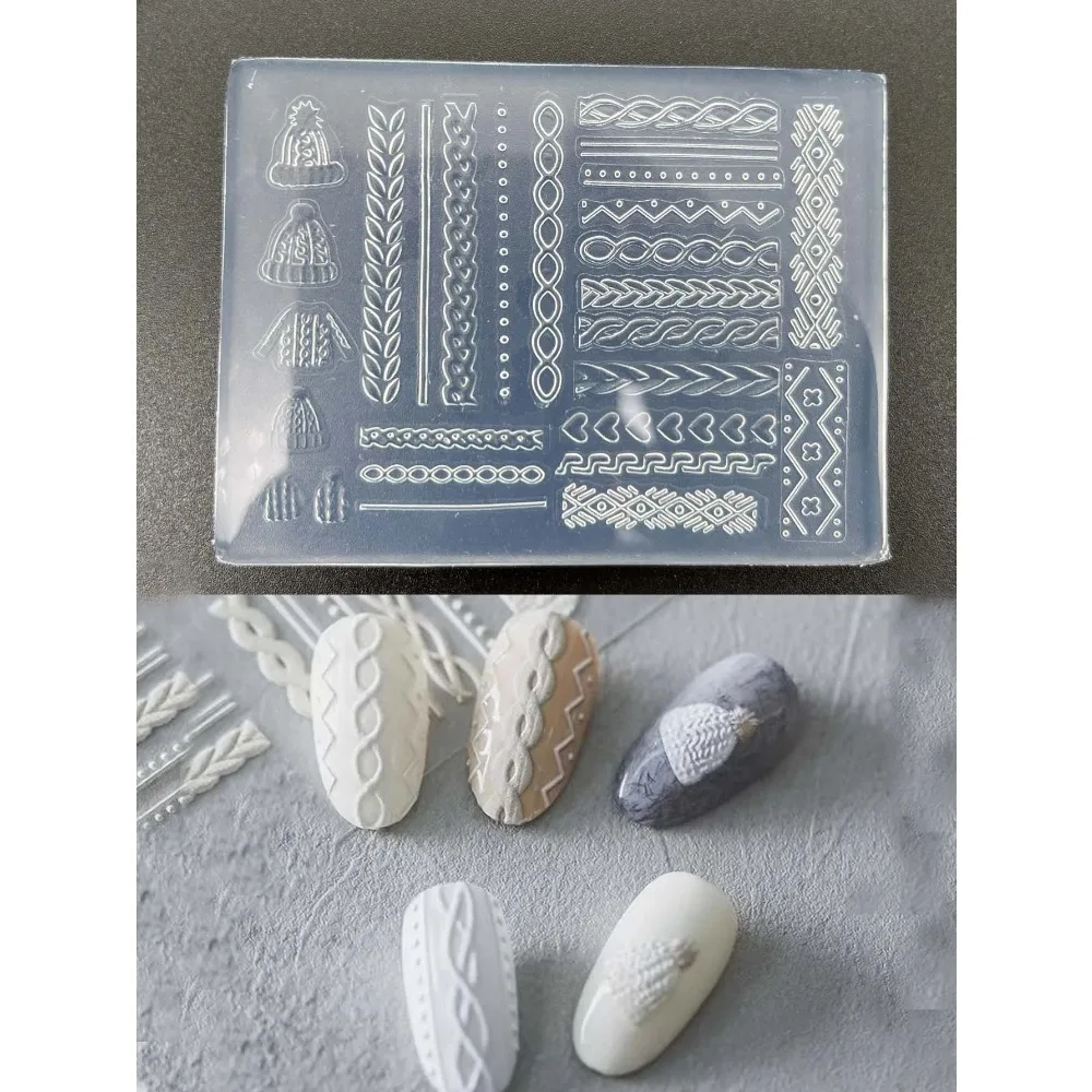 1pc Pullover Linie Hut 3D Form Silikon Nail art Dekorationen Ultradünne DIY Vorlagen Form für nägel Schmuck Handwerk