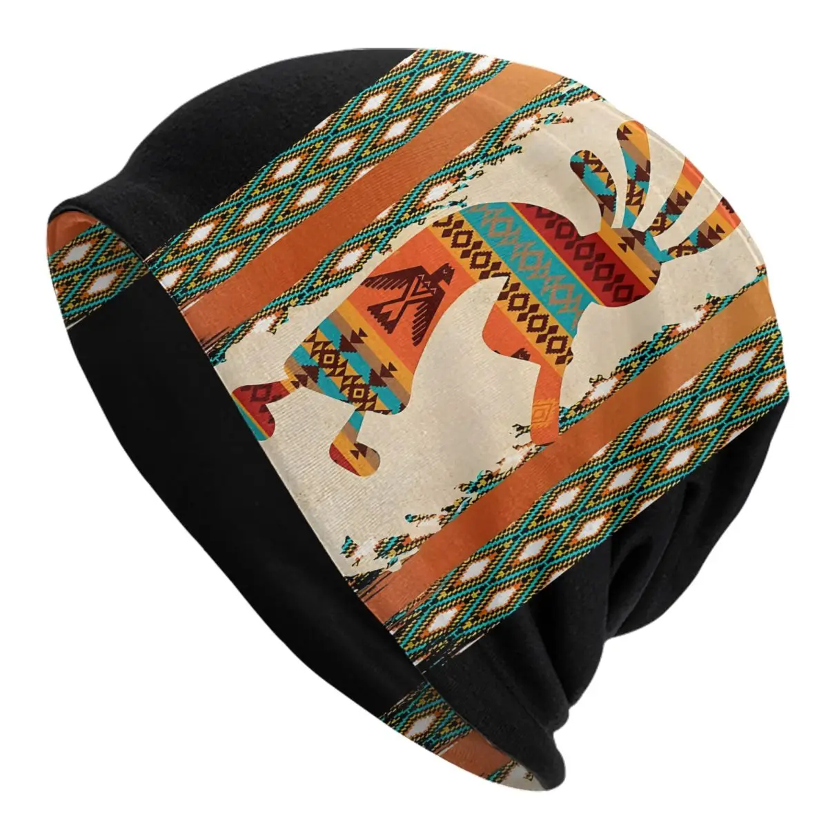 Kokopelli American Pattern Autumn Female Thin Beanies Double Used Windproof Bonnet Hats