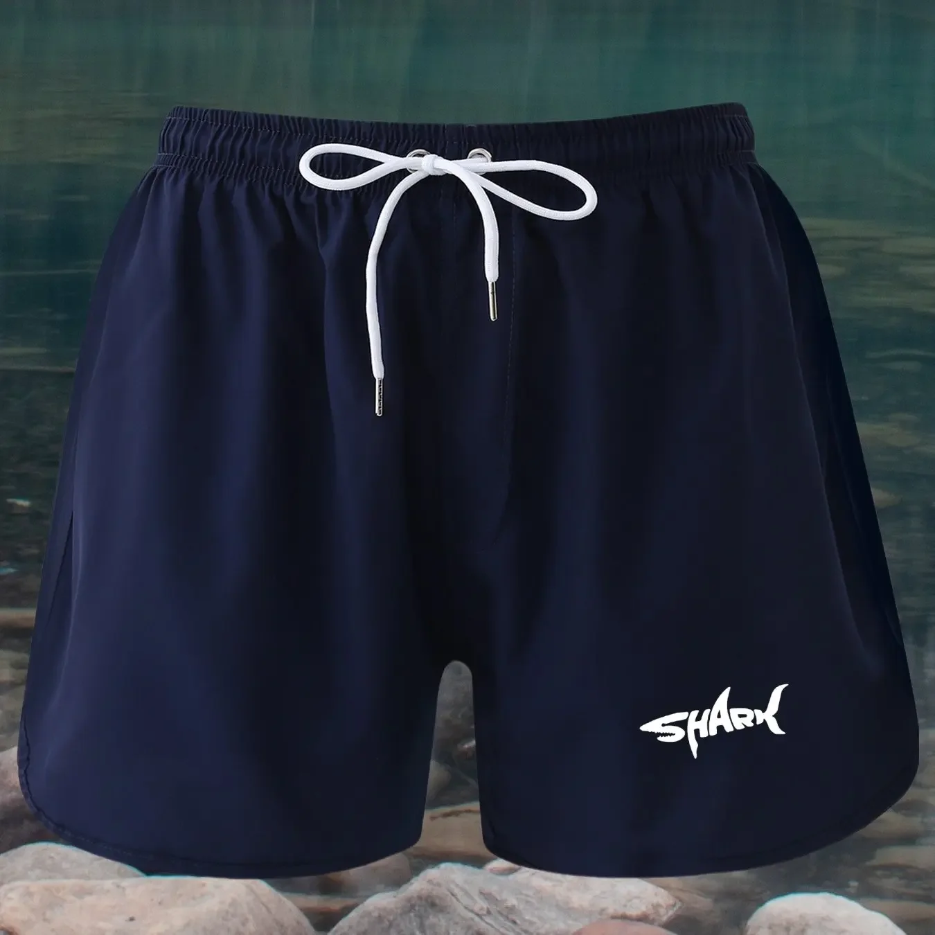 

Мужские быстросохнущие пляжные шорты, свободные шорты для плавания с регулируемыми шнурками, подходящие для плавания и пеших прогулок