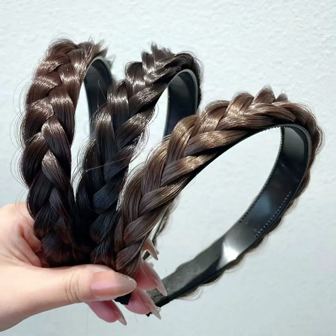 Wig Fried Dough Twists braid hoop female high head top high-end hair clip  temperament fishbone braid headband headdress