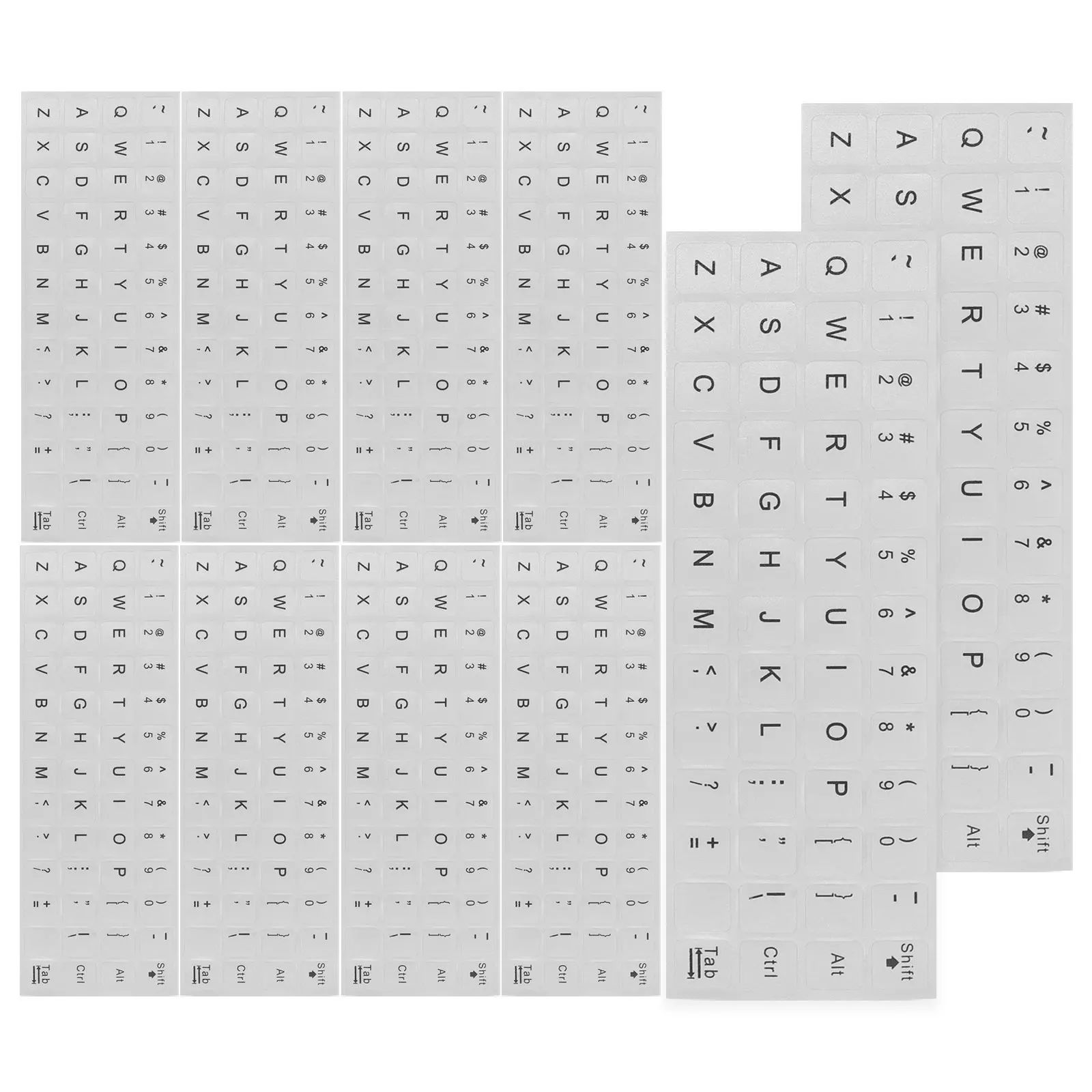 10Pcs English Keyboard Stickers Quick Install Removal Self Adhesive Alphabet Stickers for Laptop Desktop Computer Keyboard Keys
