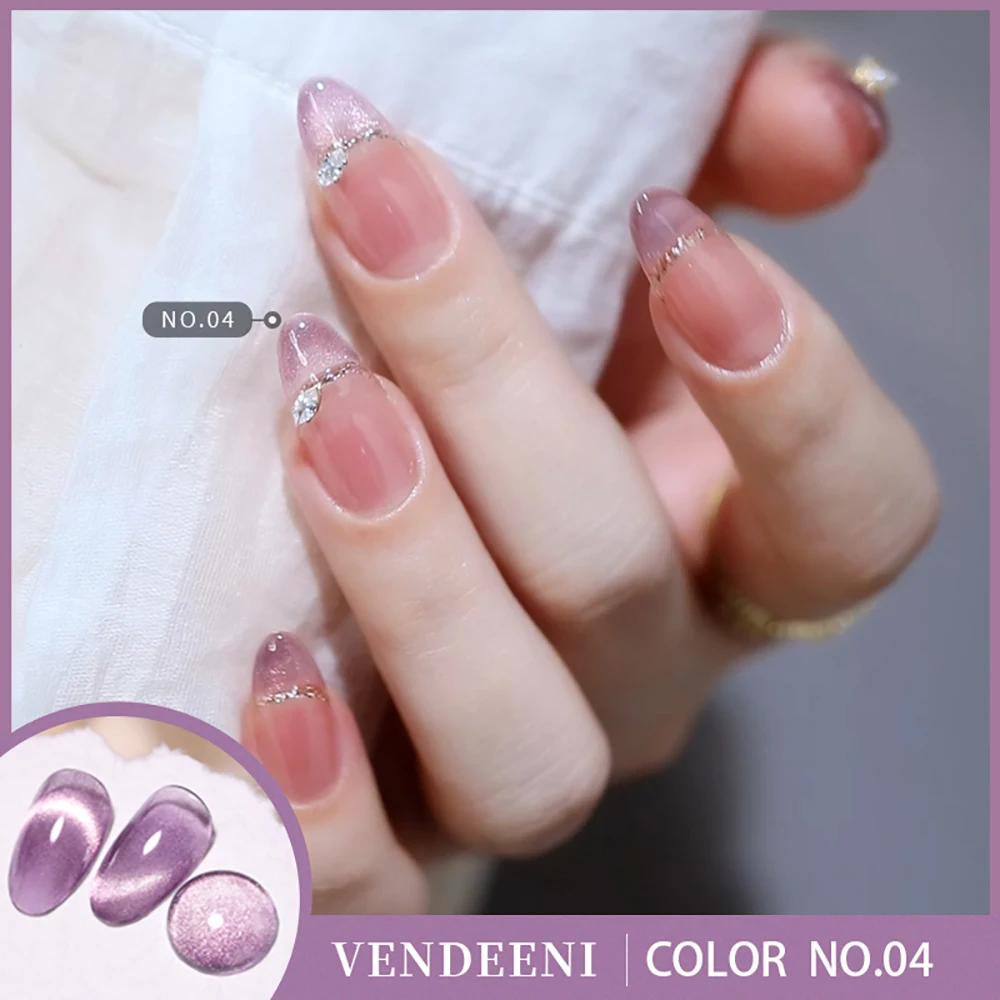 Vendeeni 9 Farben Sunglow Cat Eye Gel Nagellack Magnetischer UV Soak-Off Gel Lack Rosy Clouds Light Nail Art Gel Lack 15ml – Detail 7