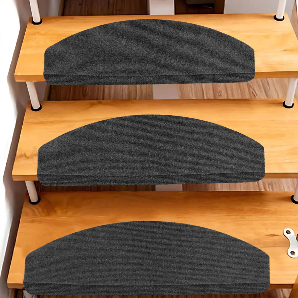 سجادة سلم 65 × 21 سم - سجادة ذاتية اللصق - سجادة سلم نصف دائرية سهلة العناية - عزل صوت عالي الصدمات - 15 قطعة