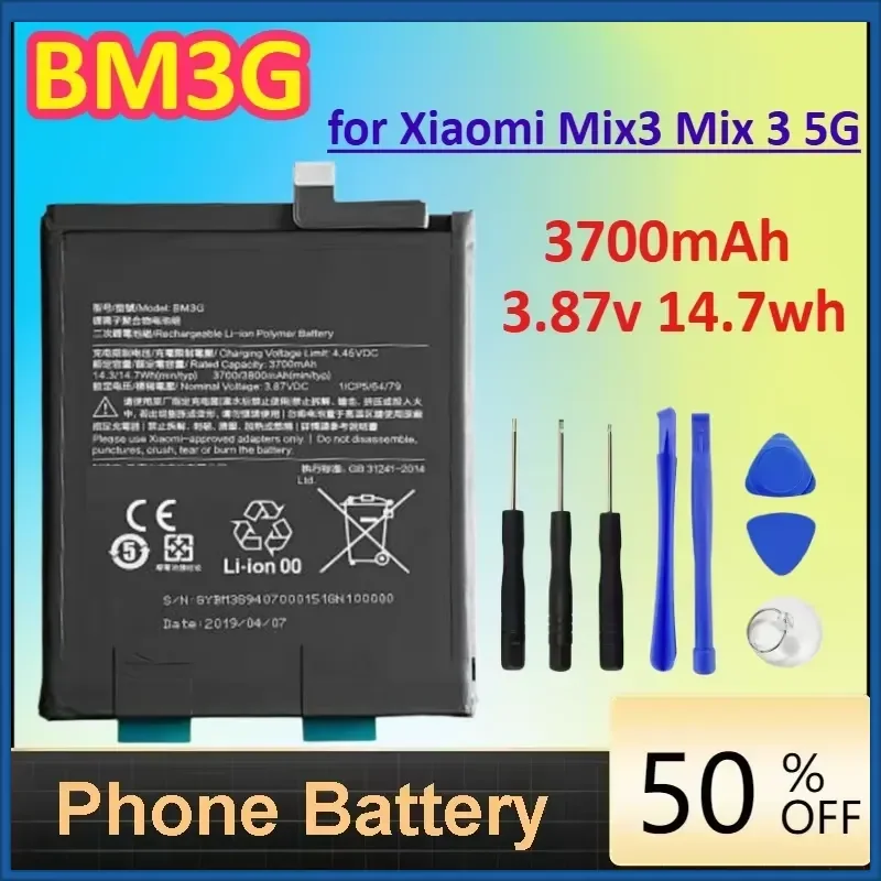 BM3G 3700mAh 3.87v 14.7wh Replacement Battery for Xiaomi Mix3 Mix 3 5G Portable Mobile Phone Batteries+Tools