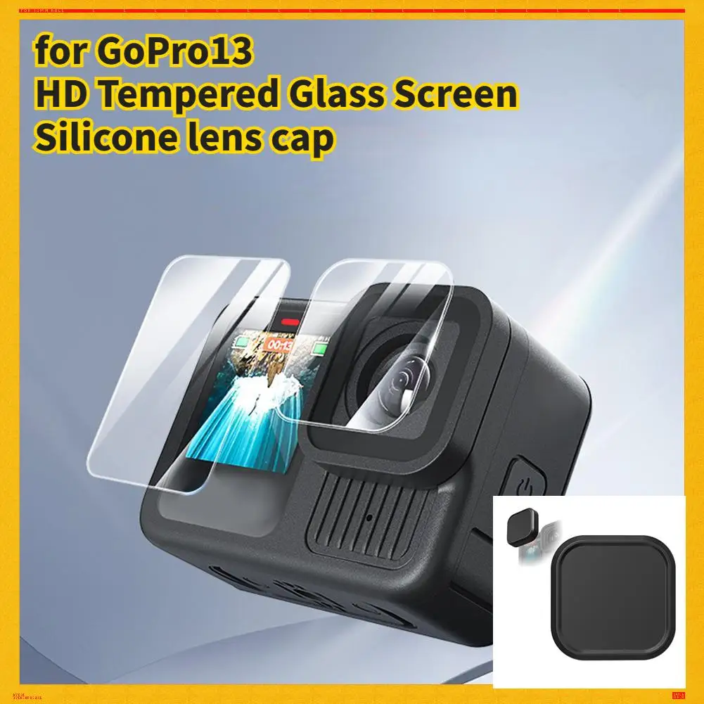 For 3 Silicone Lens Cap Ultra-HD Tempered Glass Screen Anti-scratch Protective Film Accessories for GOPRO 3