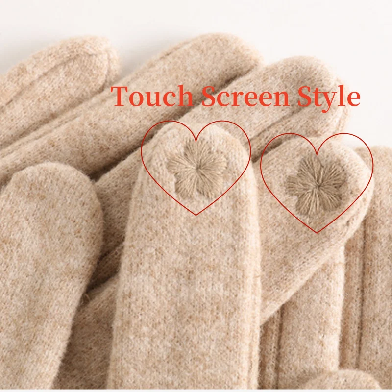2026new Cashmere Gloves 0711r Warm Touch Screen Cold Protection Full Finger Outdoor Cycling Thick Woolen Mittens